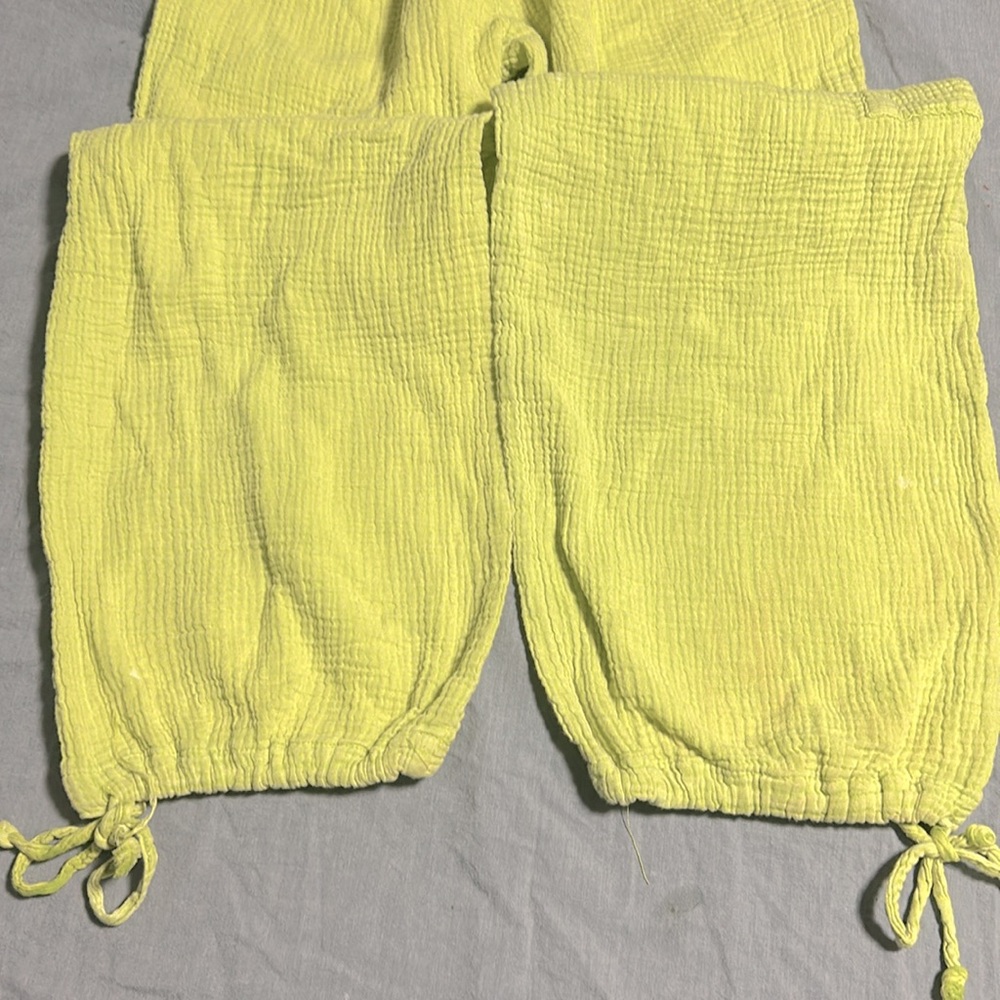 Lemon Lime Green Drawstring Gauze Beach Pants - Picture 6 of 9
